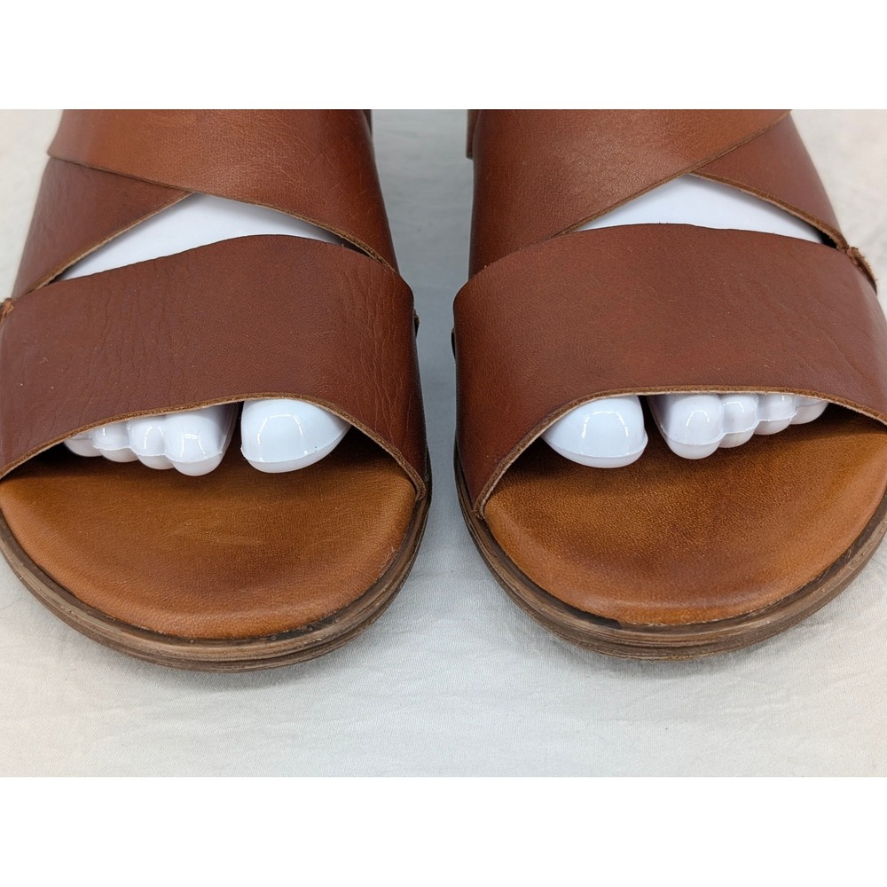 Miz Mooz Denver Brown Leather Slingback Flat Sandals Womens 38 Made in Portugal - Picture 4 of 10